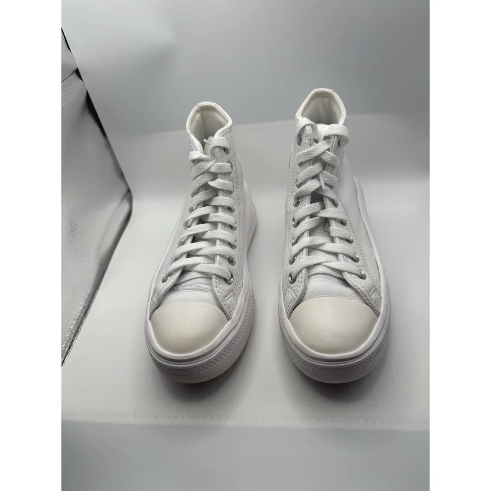 Converse Sneakers Women's Size 6.5 White Leather All Star Platform Lift *wear*